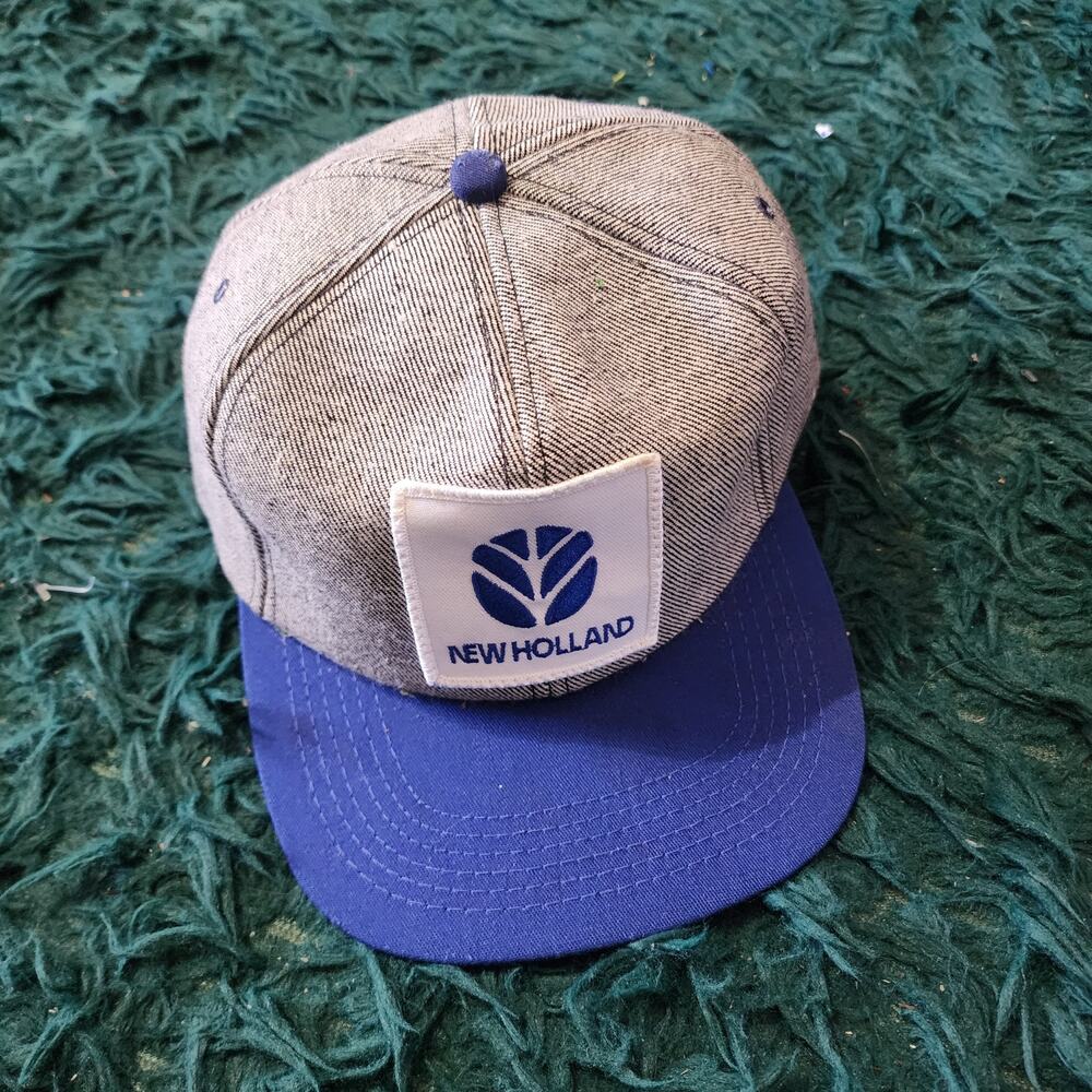 Vintage New Holland Snapback Hat Denim Blue Patch K-Products USA